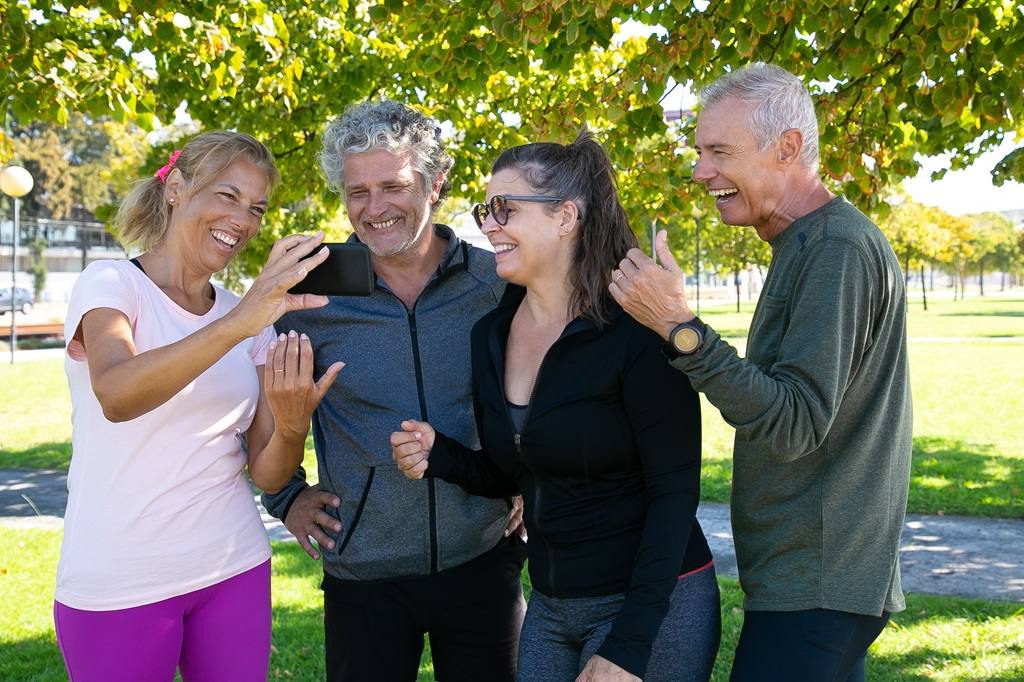 Group of older adults out walking. Physical Fitness for Active Aging