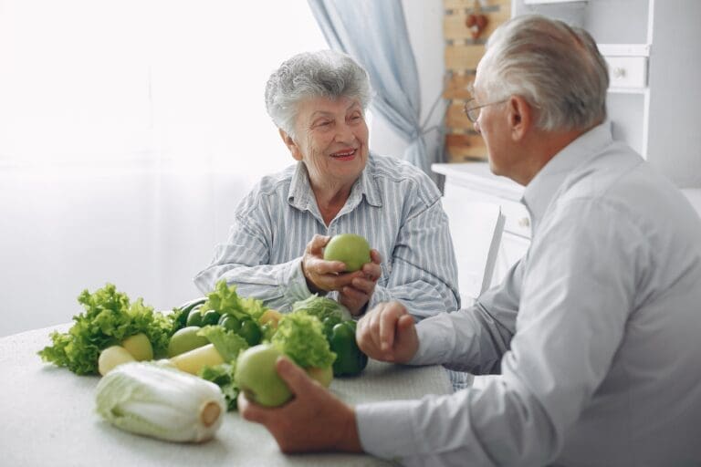 Couple enjoying a healthy meal. healthy aging